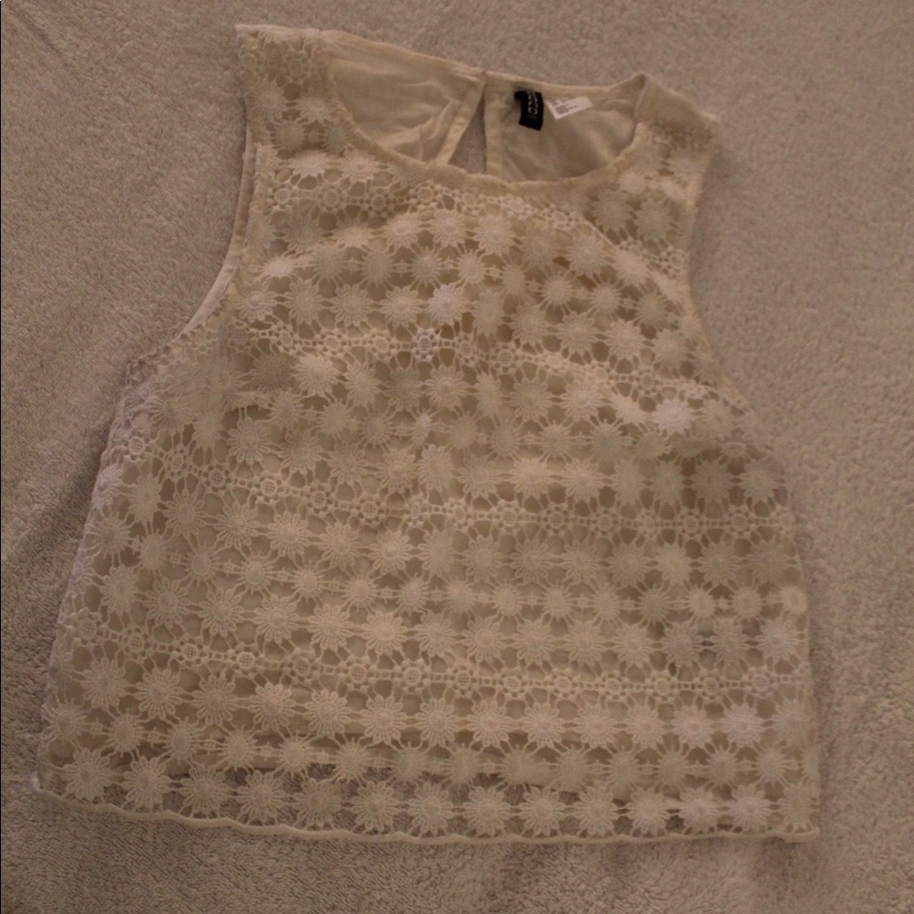 Floral Lace Crop Top in Cream